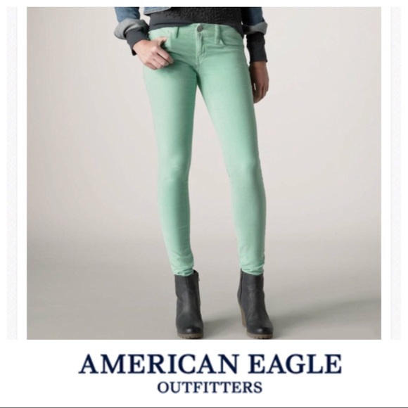 American Eagle Outfitters Pants - NWOT AE super stretch mint jegging corduroys
